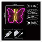 Neon LED Neolia NNE03 BUTTERFLY (USB & On/Off) Ροζ - Κίτρινο