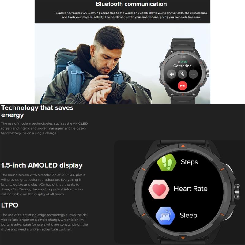 Smartwatch Hammer Watch 2 1.5" Μαύρο-Πορτοκαλί