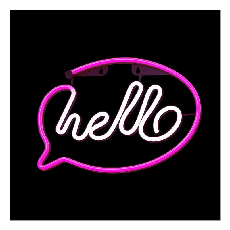 Neon LED Forever Light FLNE15 HELLO (USB/Μπαταρίας & On/Off) Ροζ - Λευκό