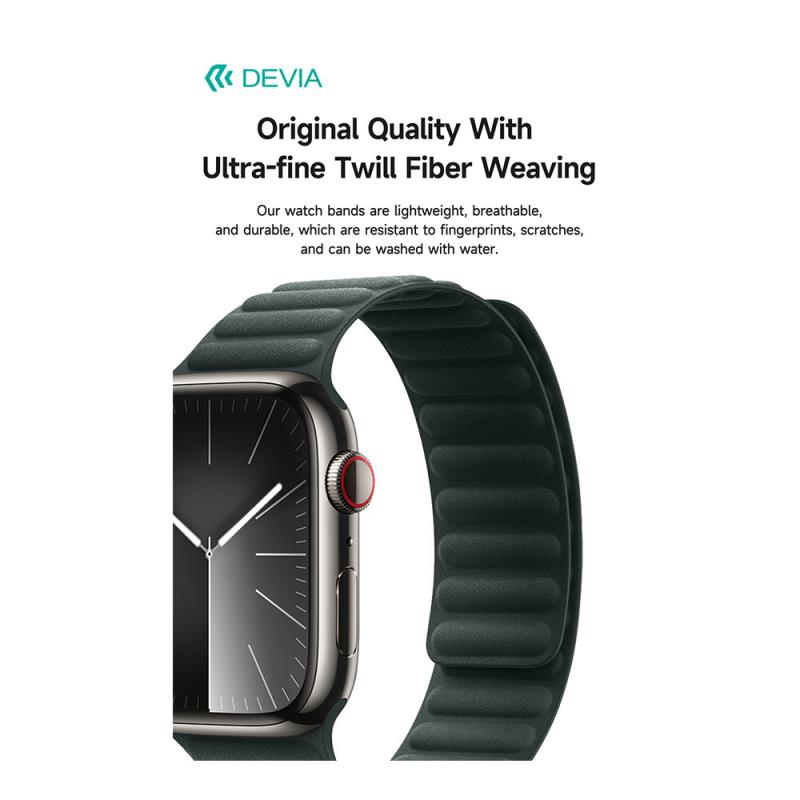 Λουράκι Devia Fiber Magnet Apple Watch (44/ 45/ 46/ 49mm) Deluxe Ανοιχτό Καφέ