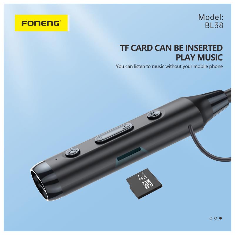 Στερεοφωνικό Ακουστικό Bluetooth Foneng BL38 Long Battery Life Neckband Μαύρο