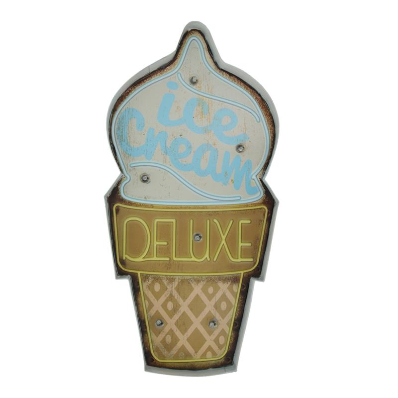 Μεταλλική Πινακίδα LED Forever Light RETRO Ice Cream Πολύχρωμο