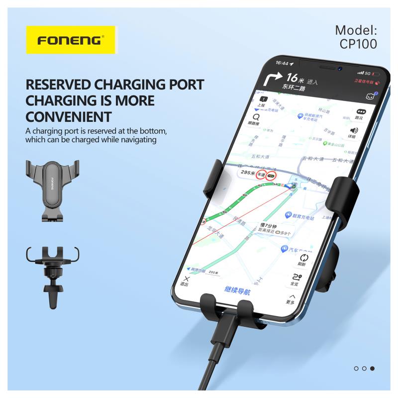 Universal Βάση Στήριξης Αεραγωγού Αυτοκινήτου Foneng CP100 Gravity για Smartphones έως 6.7" Μαύρο