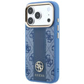 Θήκη TPU & PC Guess Apple iPhone 18 Pro/ 17 Pro MagSafe Leather Stripe Round Classic Logo Μπλε