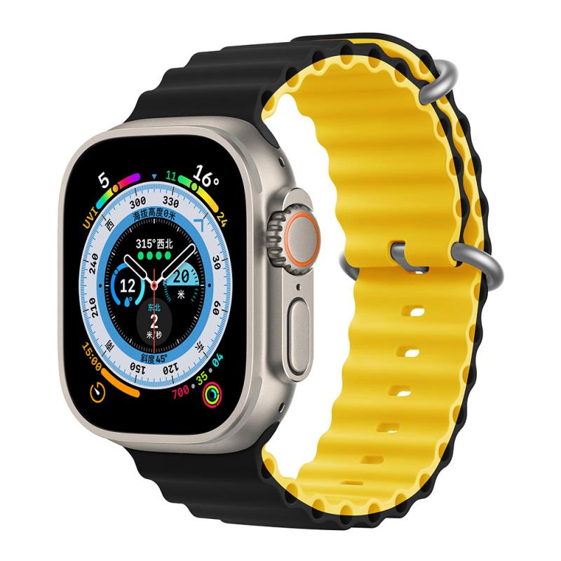 Λουράκι Devia Sport6 Silicone Apple Watch (38/ 40/ 41/ 42mm) Two-Tone Deluxe Μαύρο-Κίτρινο