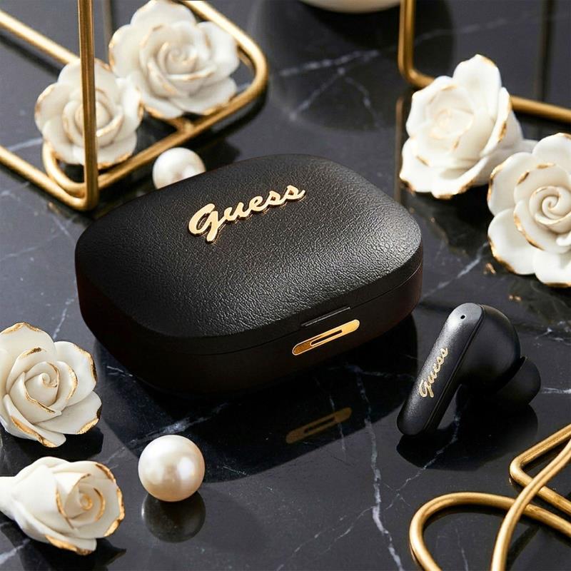 True Wireless Ακουστικά Bluetooth Guess Script Metal Logo 4G Μαύρο
