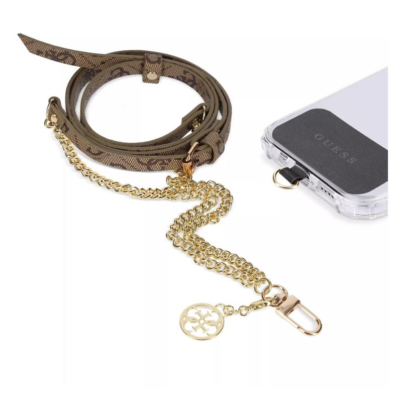 Universal Λουράκι Λαιμού Guess για Θήκες Κινητών Chain CBDY Metal Eco-leather 4G Καφέ