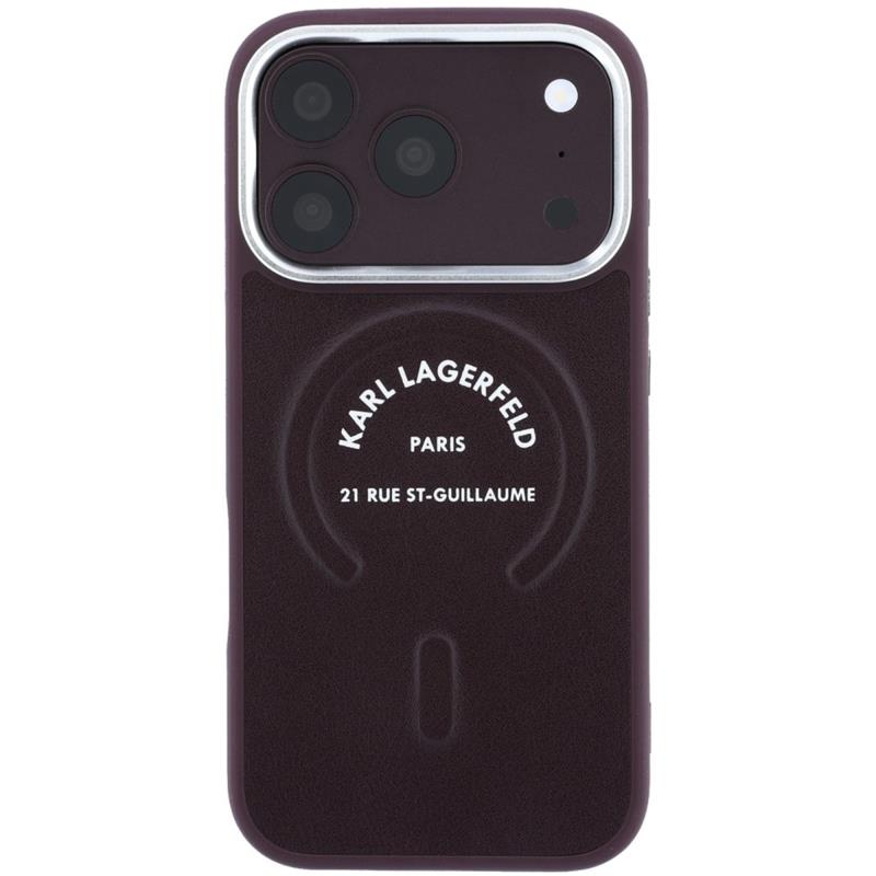 Θήκη TPU Karl Lagerfeld Apple iPhone 18 Pro/ 17 Pro MagSafe Leather Ring RSG Logo Μπορντώ