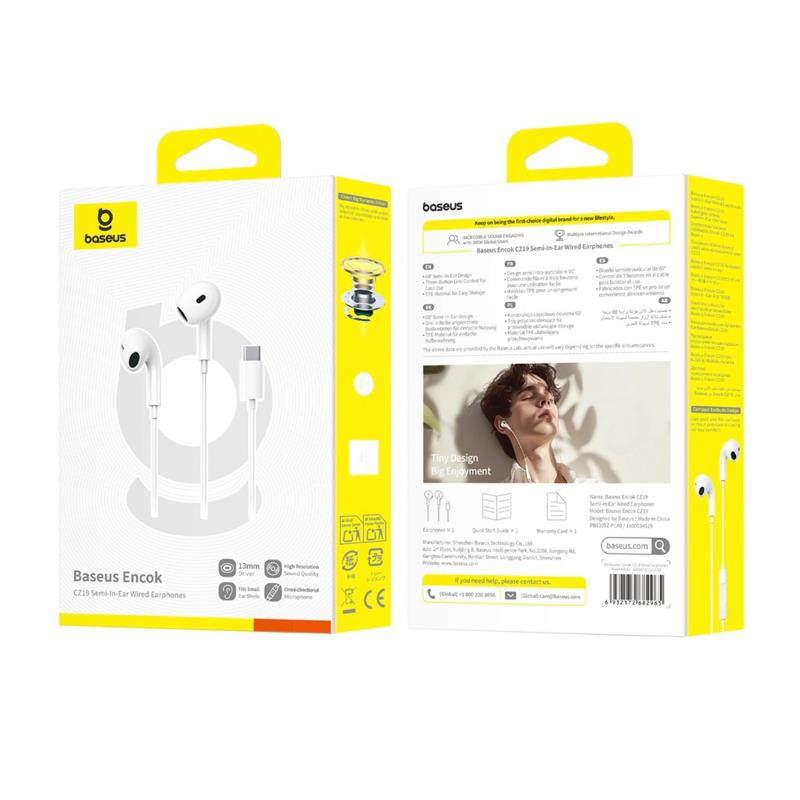 Hands Free Stereo Baseus Encok CZ19 USB C Λευκό