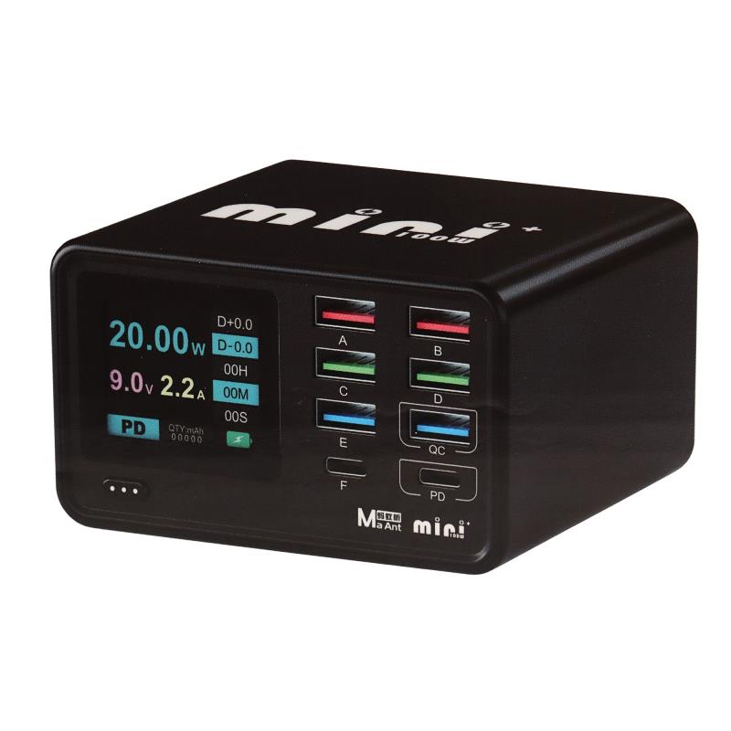 MaAnt DianBa Mini+ Benchtop Multi-Charger with 8 USB A & USB C PD/QC 100W Ports & Display Screen
