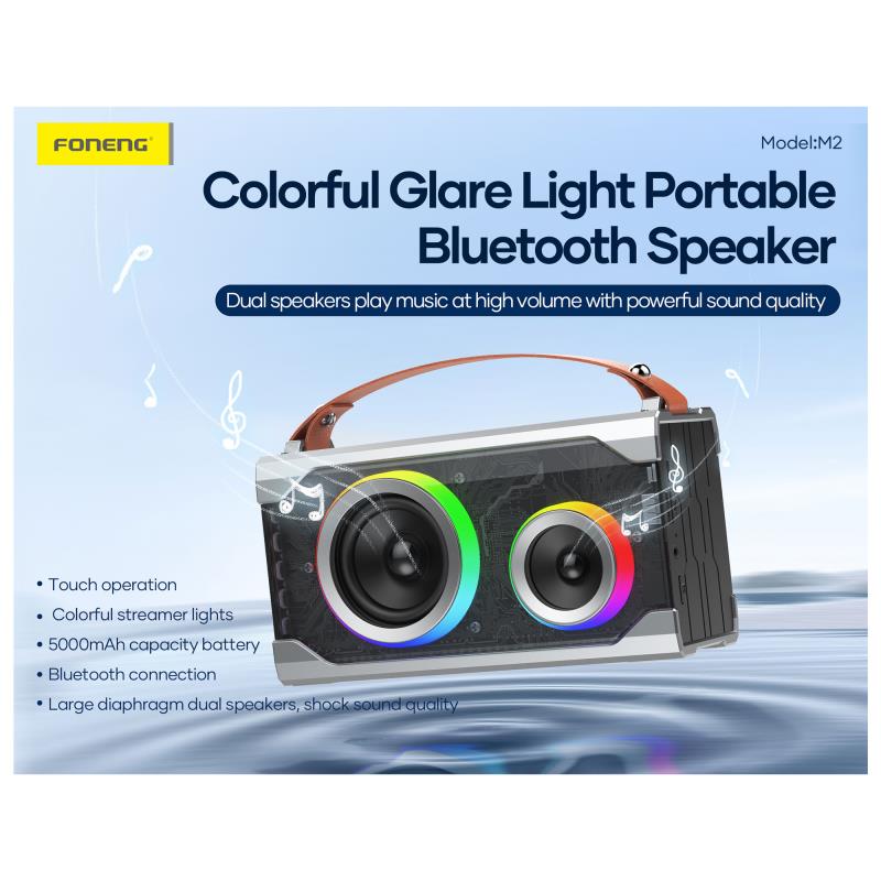 Φορητό Ηχείο Bluetooth Foneng M2 Colorful BT 5.1 5000mAh 15W Γκρι