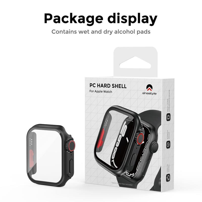 Θήκη PC με Tempered Glass Ahastyle WG115 Apple Watch 7/ 8/ 9 45mm Upgrade σε Ultra Μαύρο