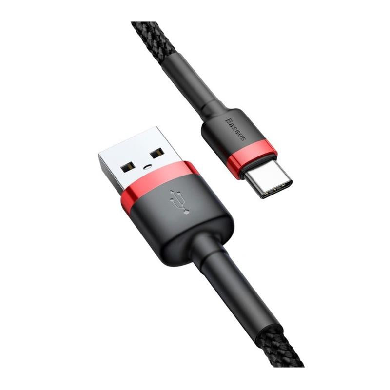 Καλώδιο Σύνδεσης USB 2.0 Baseus Cafule USB A σε USB C 15W 3A 1m Μαύρο-Κόκκινο