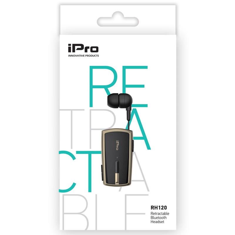 Ακουστικό Bluetooth iPro RH120 Retractable Μαύρο-Χρυσό