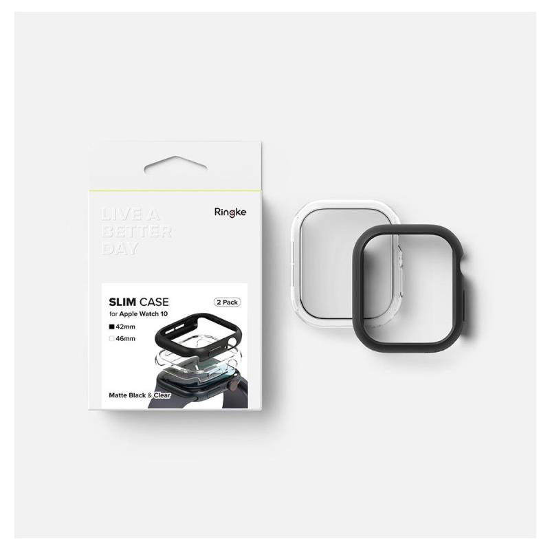 Θήκη PC Ringke Slim Apple Watch 10/ 11 42mm Διάφανο & Μαύρο (2 τεμ.)