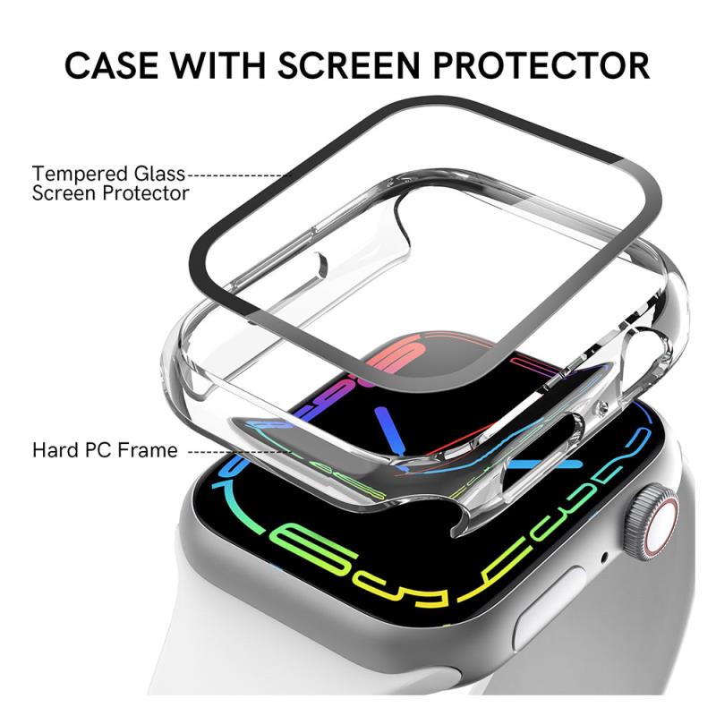 Θήκη PC με Tempered Glass Ahastyle WG65 Premium Apple Watch 7/ 8/ 9 45mm Μαύρο-Διάφανο (2 τεμ.)
