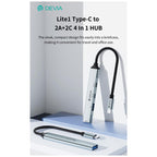 Hub USB C Devia EC707 4 σε 1 2xUSB A & 2xUSB C Lite1 Γκρι