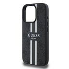 Θήκη PU Guess MagSafe Apple iPhone 16 Pro Hardcase Printed Stripes 4G Μαύρο
