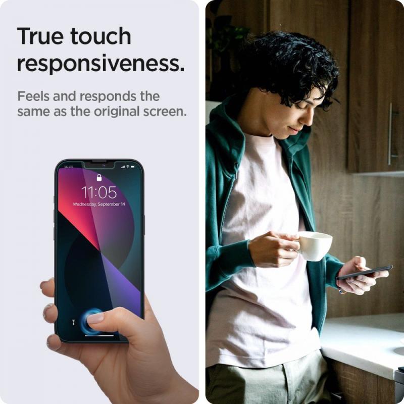 Tempered Glass Full Face Spigen Glas.tR EZ-FIT Privacy Apple iPhone 13/ 13 Pro/ 14/ 16e (2 τεμ.)