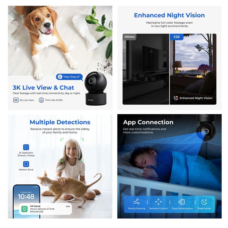 Home Security Camera C22 Imilab 360° 3K Μαύρο
