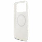 Θήκη PU/ Silicon Guess Magsafe Apple iPhone 18 Pro Max/ 17 Pro Max IML Flowers με Pearl Strap Λευκό
