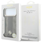 Θήκη TPU & PC Guess Apple iPhone 18 Pro/ 17 Pro MagSafe Leather Stripe Round Classic Logo Καφέ