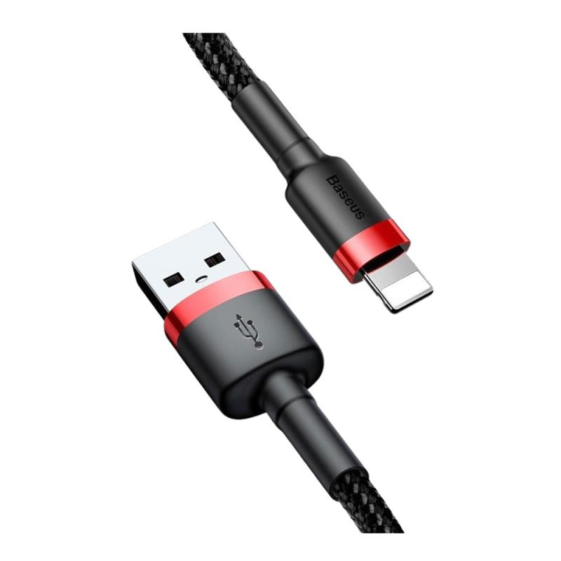 Καλώδιο Σύνδεσης USB 2.0 Baseus Cafule USB A σε Lightning 12W 2.4A 1m Μαύρο-Κόκκινο