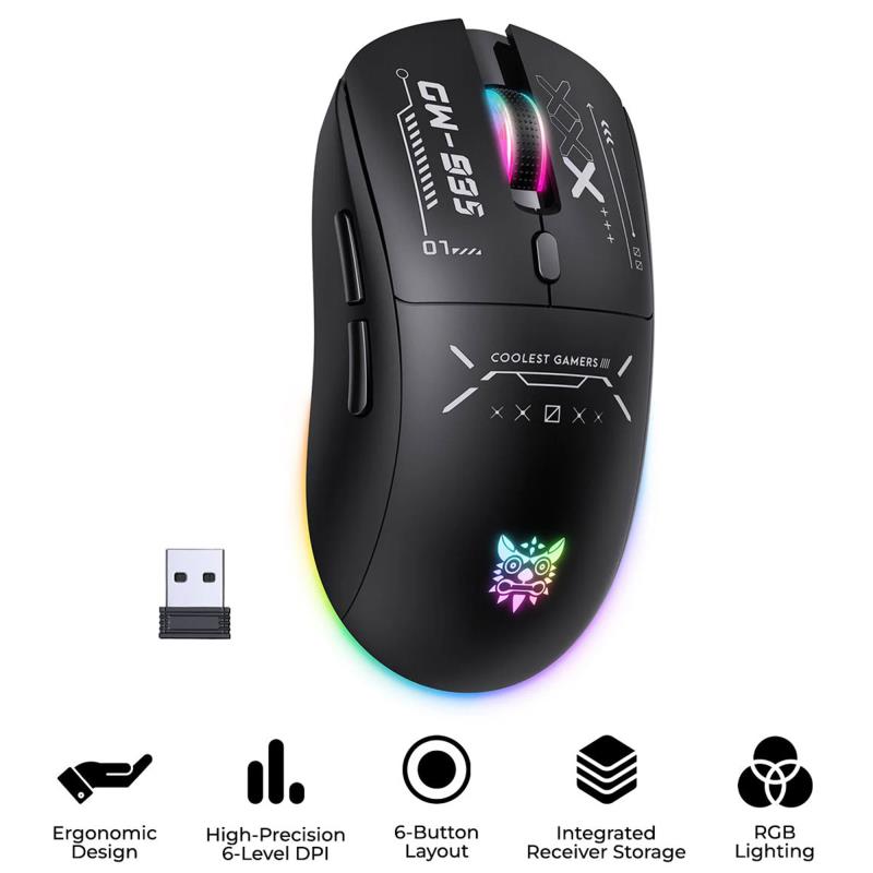 Ασύρματο Ποντίκι Onikuma CW935 Gaming RGB Μαύρο