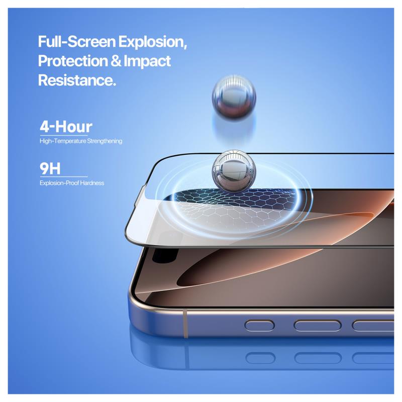 Tempered Glass 2.5D Dux Ducis Apple iPhone 16 Pro με Dust-free Auto Alignment Kit Roga Μαύρο (1 τεμ.)