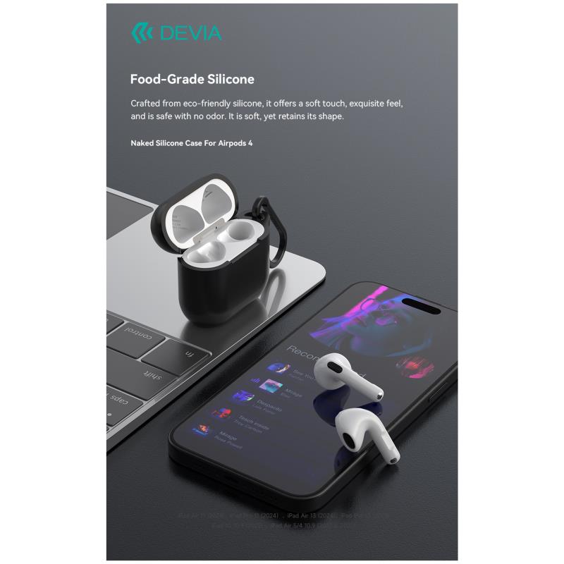Θήκη Σιλικόνης Devia Apple AirPods 4 Naked Λευκό