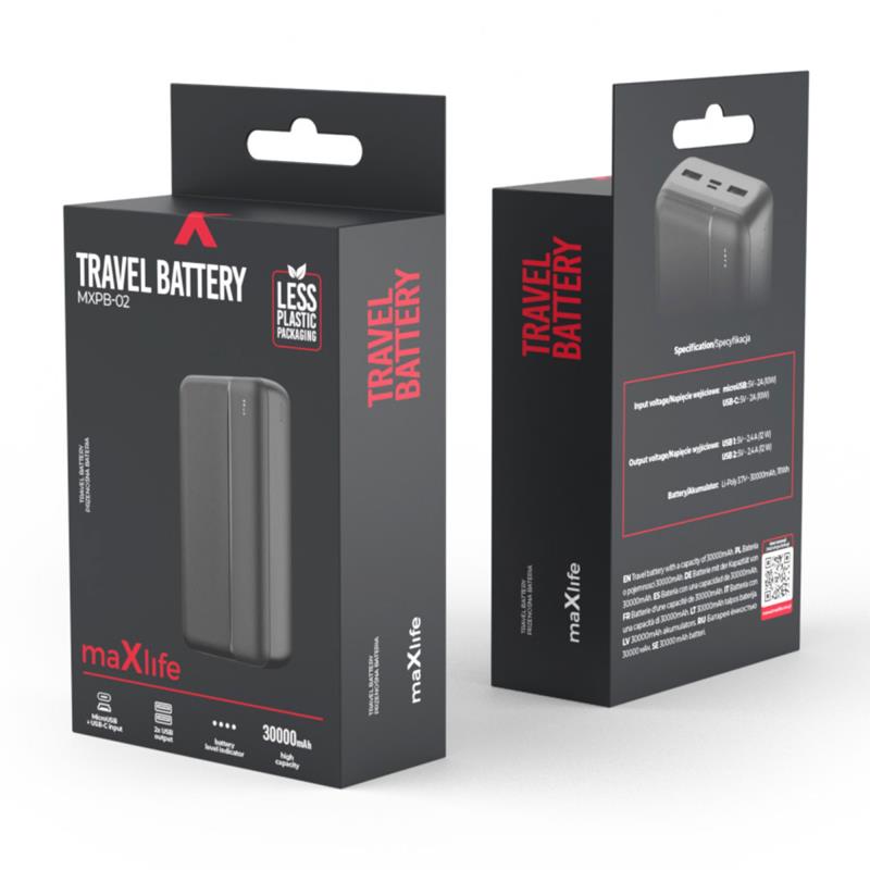 Φορτιστής Ανάγκης Maxlife MXPB-02 10W 30000mAh Μαύρο