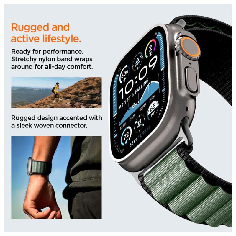 Λουράκι Spigen WBF1 Apple Watch (44/ 45/ 46/ 49mm) Μαύρο-Πράσινο