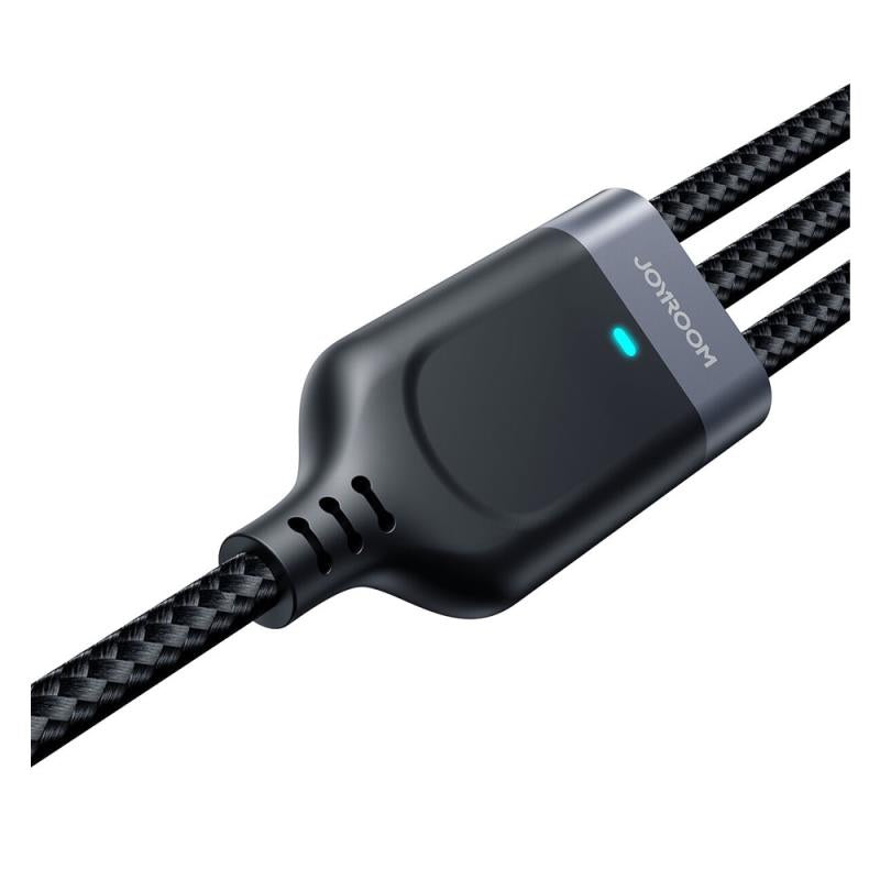 Καλώδιο Σύνδεσης USB 2.0 3 σε 1 Joyroom Braided S-1T3018A18 USB A σε Micro USB & USB C & Lightning 10W 0.30m Μαύρο