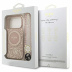 Θήκη PU/ Silicon Guess Magsafe Apple iPhone 18 Pro/ 17 Pro IML Flowers με Pearl Strap Ροζ