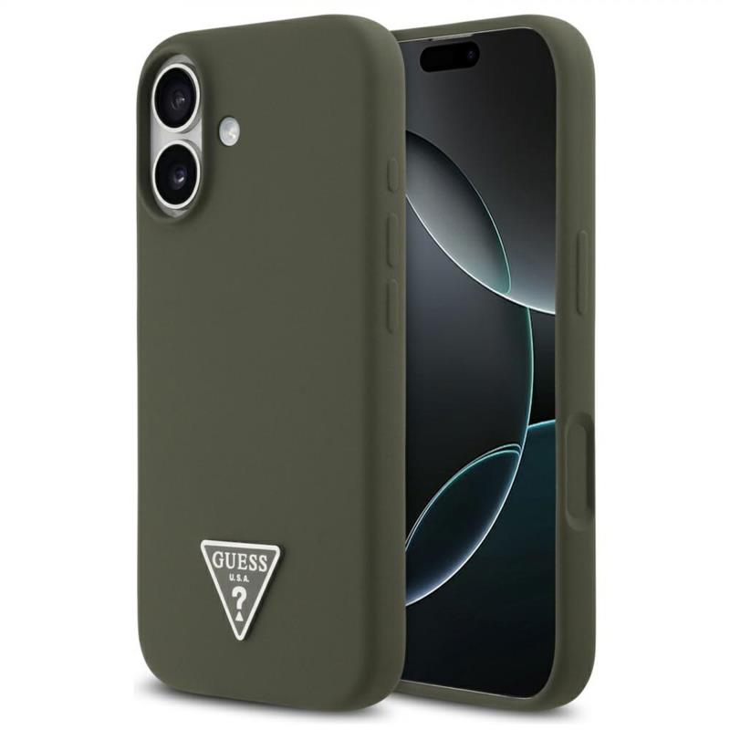 Θήκη Σιλικόνης Guess MagSafe Apple iPhone 17 Triangle Logo Χακί