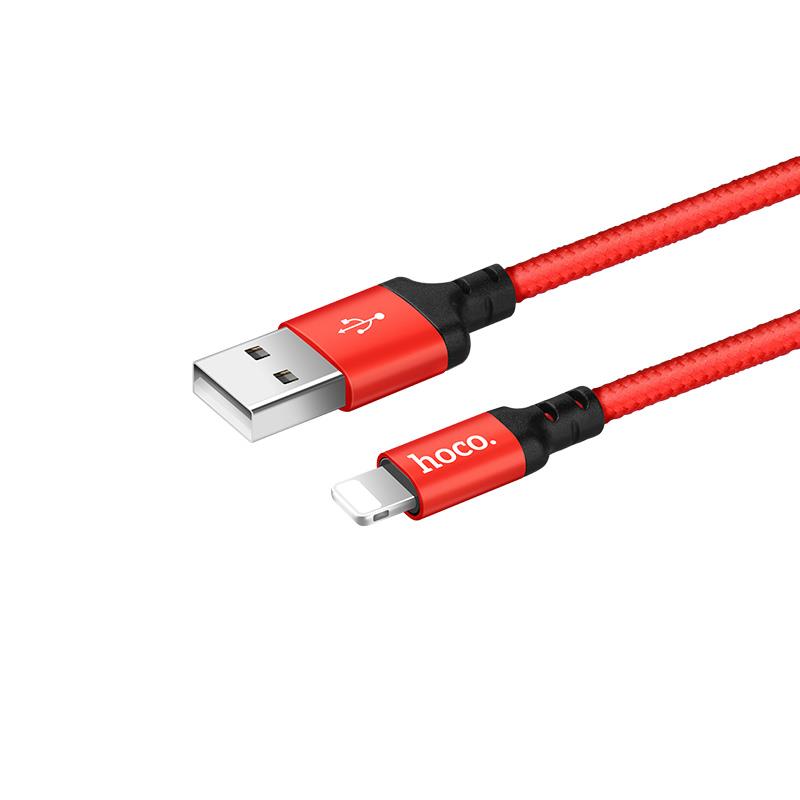 HOCO X14 ΚΑΛΩΔΙΟ LIGHTNING ΦΟΡΤΙΣΗΣ &amp; DATA 1m, RED-BLACK