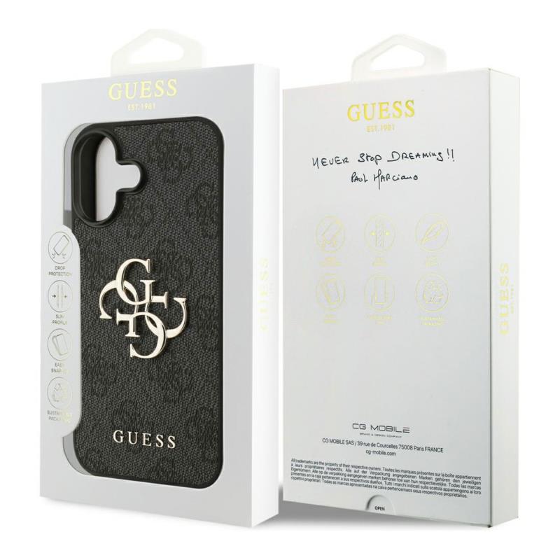Θήκη PU Guess Apple iPhone 17 Hardcase Big Logo 4G Μαύρο