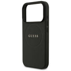 Θήκη PU Guess MagSafe Apple iPhone 17 Pro Max Grained Gold Ring Μαύρο