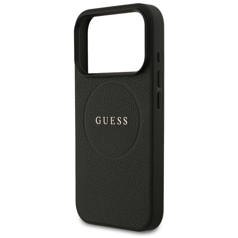 Θήκη PU Guess MagSafe Apple iPhone 17 Pro Max Grained Gold Ring Μαύρο