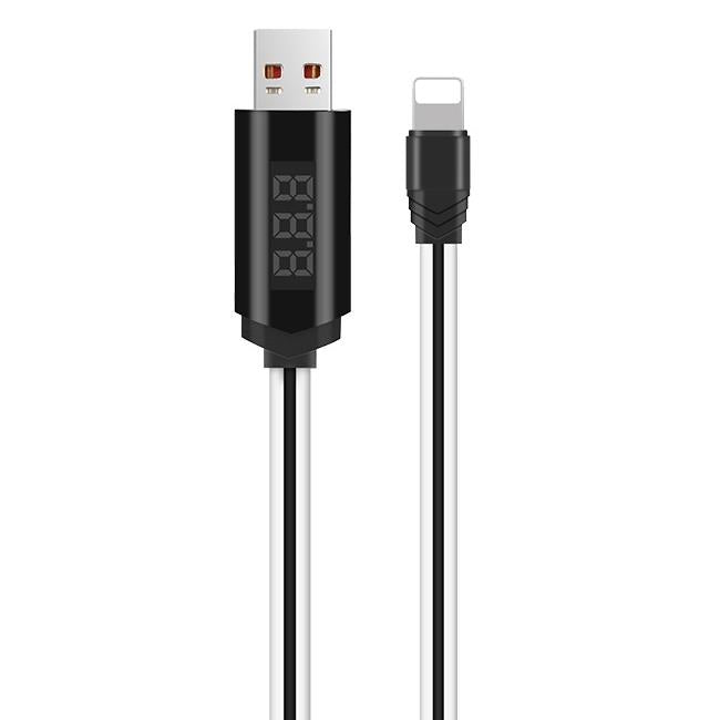 HOCO U29 ΚΑΛΩΔΙΟ ΜΕ ΟΘΟΝΗ LIGHTNING ΦΟΡΤΙΣΗΣ &amp; DATA 1.2m, WHITE