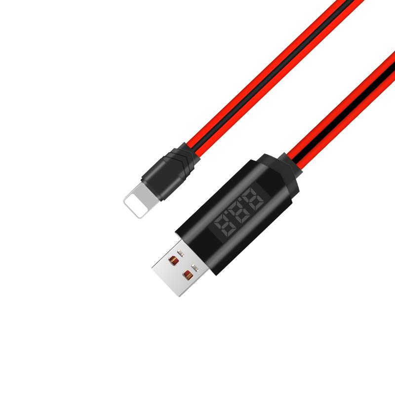 HOCO U29 ΚΑΛΩΔΙΟ ΜΕ ΟΘΟΝΗ LIGHTNING ΦΟΡΤΙΣΗΣ &amp; DATA 1.2m, RED