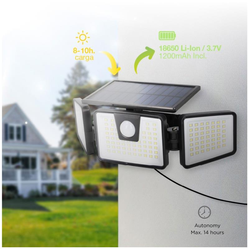 Ηλιακό Φωτιστικό Εξ. Χώρου LED GSC Marlo Bulkhead 7W 700lm με Αισθητήρα Κίνησης & Νυκτός Μαύρο