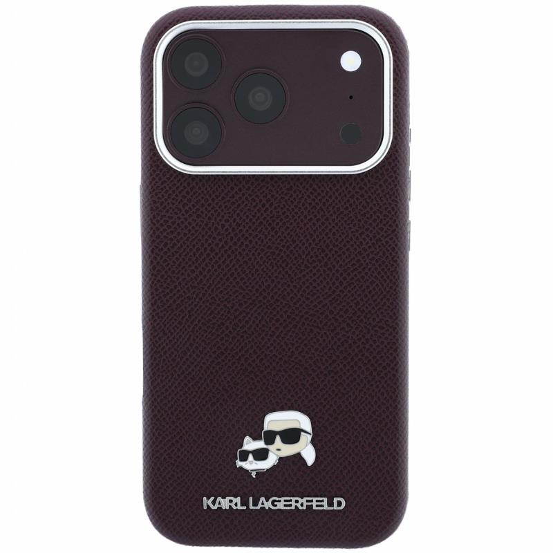 Θήκη PU Karl Lagerfeld Magsafe Apple iPhone 18 Pro Max/ 17 Pro Max Grained Leather Karl & Choupette Heads Μπορντώ