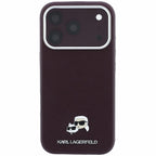 Θήκη PU Karl Lagerfeld Magsafe Apple iPhone 18 Pro Max/ 17 Pro Max Grained Leather Karl & Choupette Heads Μπορντώ