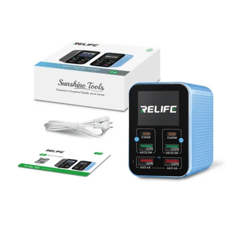 Πολυφορτιστής Πάγκου Relife Q4 με 6 Θύρες USB A & USB C PD/ QC 72W
