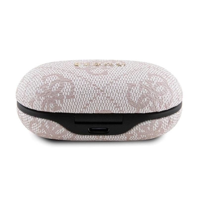 True Wireless Ακουστικά Bluetooth Guess Docking Station Metal 4G Ροζ