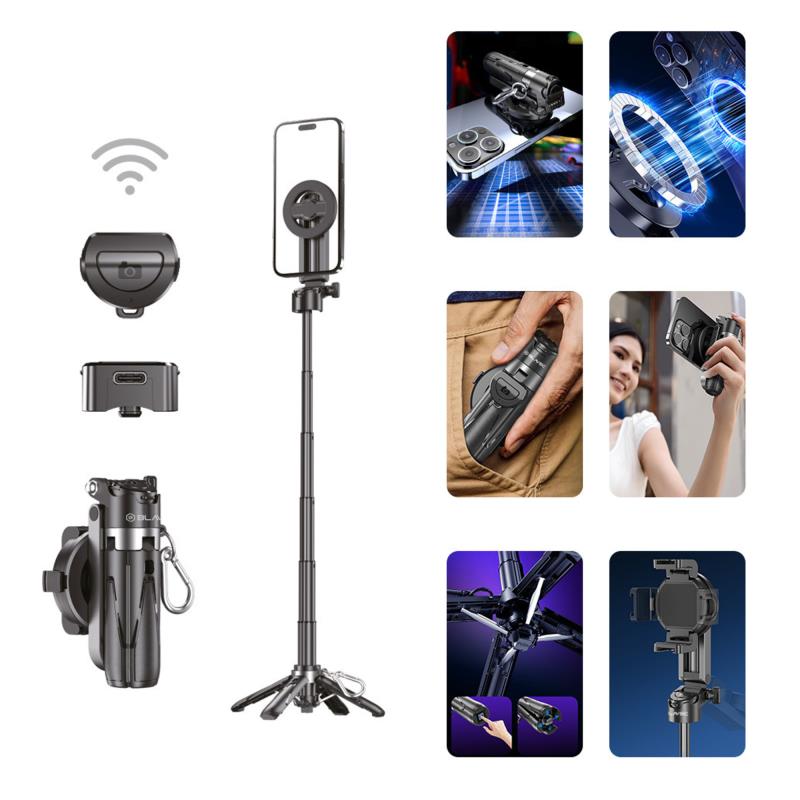 Ασύρματο Selfie Stick & Τρίποδο Blavec Coco Mini P05 Μαγνητικό με Τηλεχειριστήριο για Smartphones Πλάτους 60mm έως 95mm Μαύρο