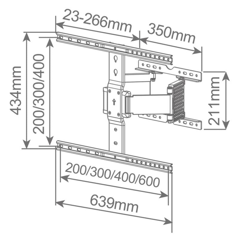 Επιτοίχια Βάση TV Holmios Slim Full με Κίνηση (37" έως 90") Μαύρο