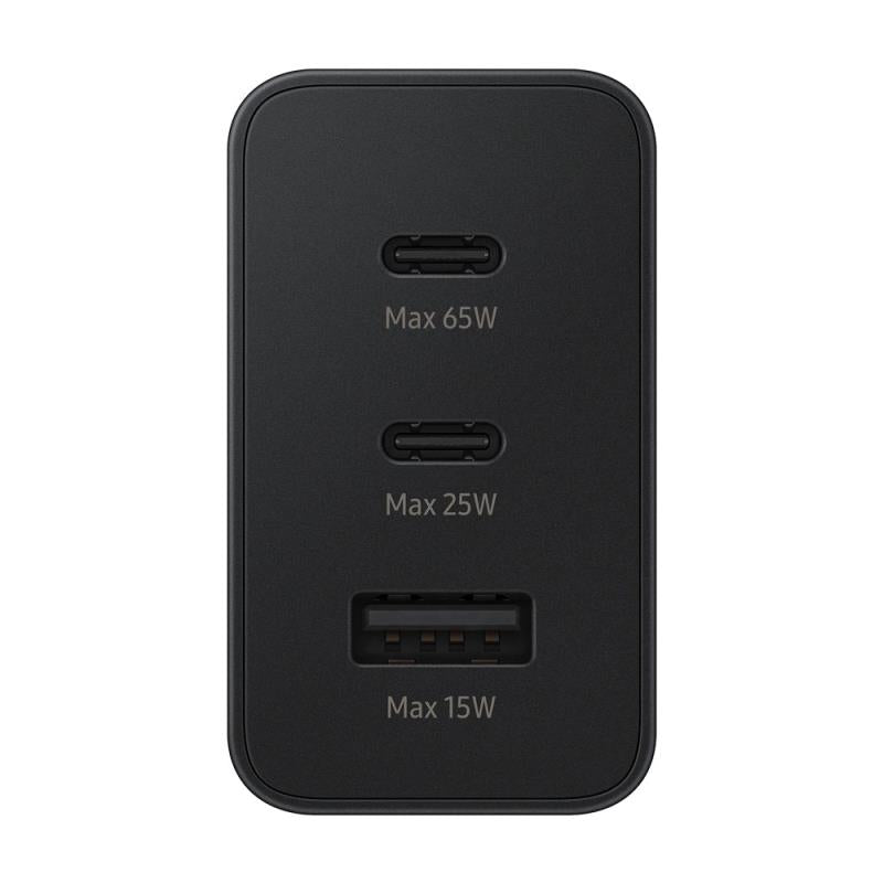 Φορτιστής Ταξιδίου Ταχείας Φόρτισης Samsung EP-T6530 Trio 3A με Εξόδους 2 x USB C & 1 x USB A 65W Μαύρο