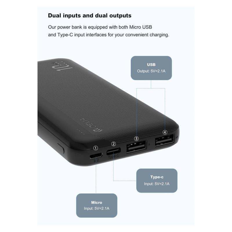 Φορτιστής Ανάγκης Devia EP187 10W 10000mAh Lite5 Μαύρο